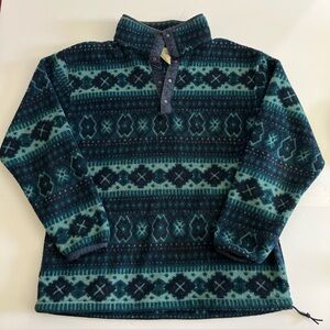 Vintage LL Bean Aztec Pullover Medium Fleece Made In The USA